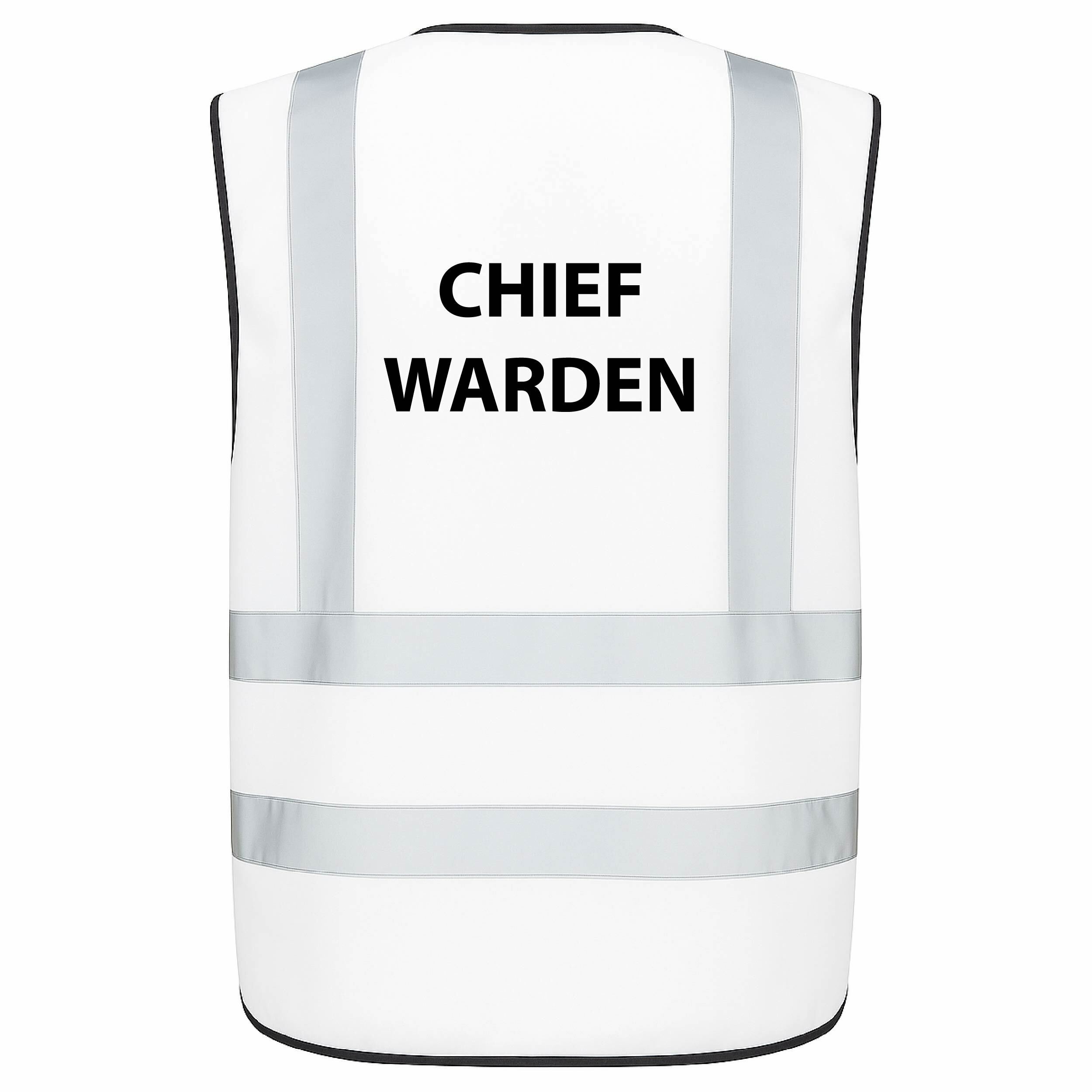 White front Chief Warden Reflective Safety Vest | CR-VDN-CW-W