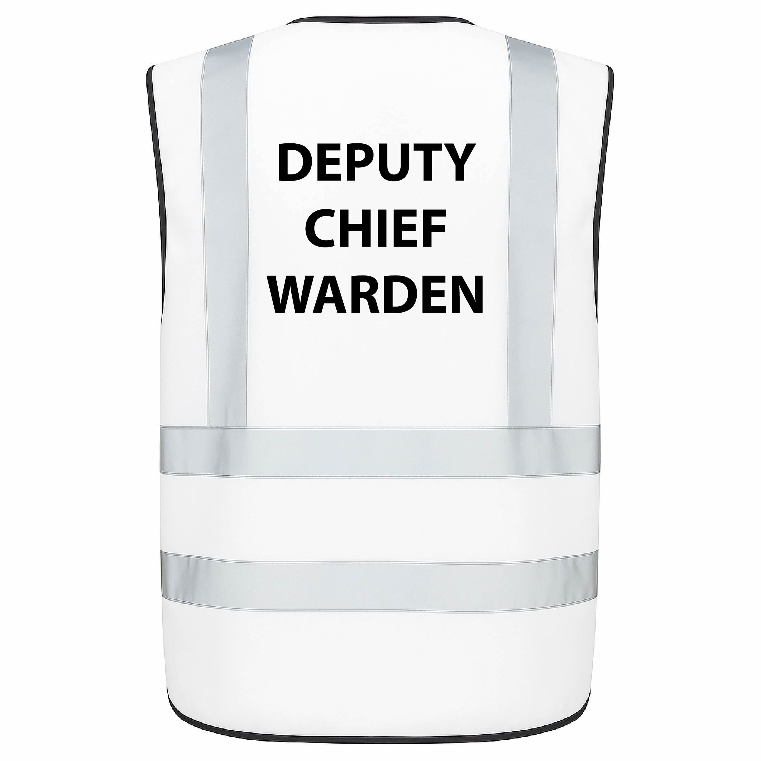 White front Deputy Chief Warden Reflective Vest | CR-VDN-DCW