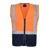 Dual Tone Colour High Vis Safety Vest with Zipper and Pockets