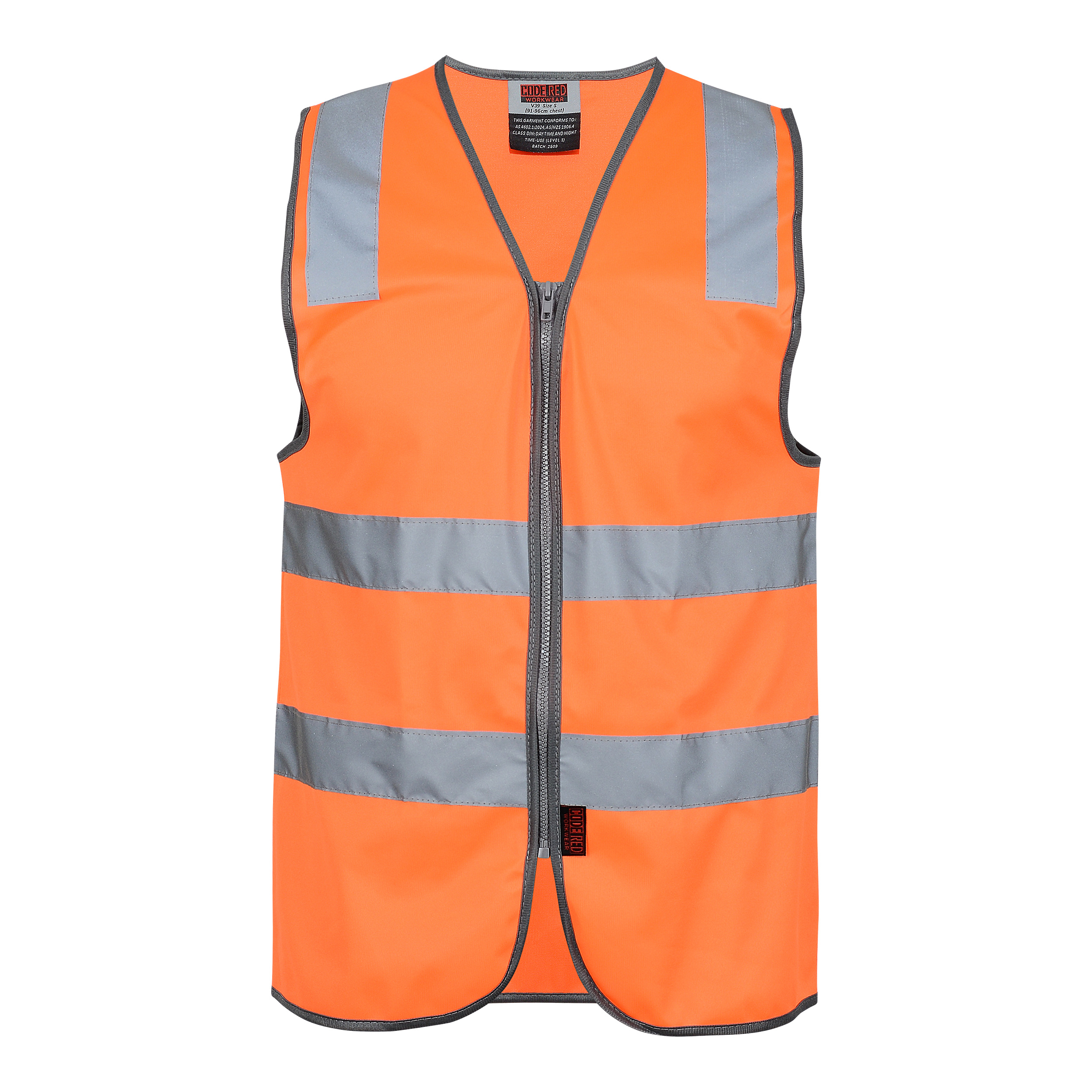 High Vis Orange front High Vis Zip Vest with reflective tape | CR-V39