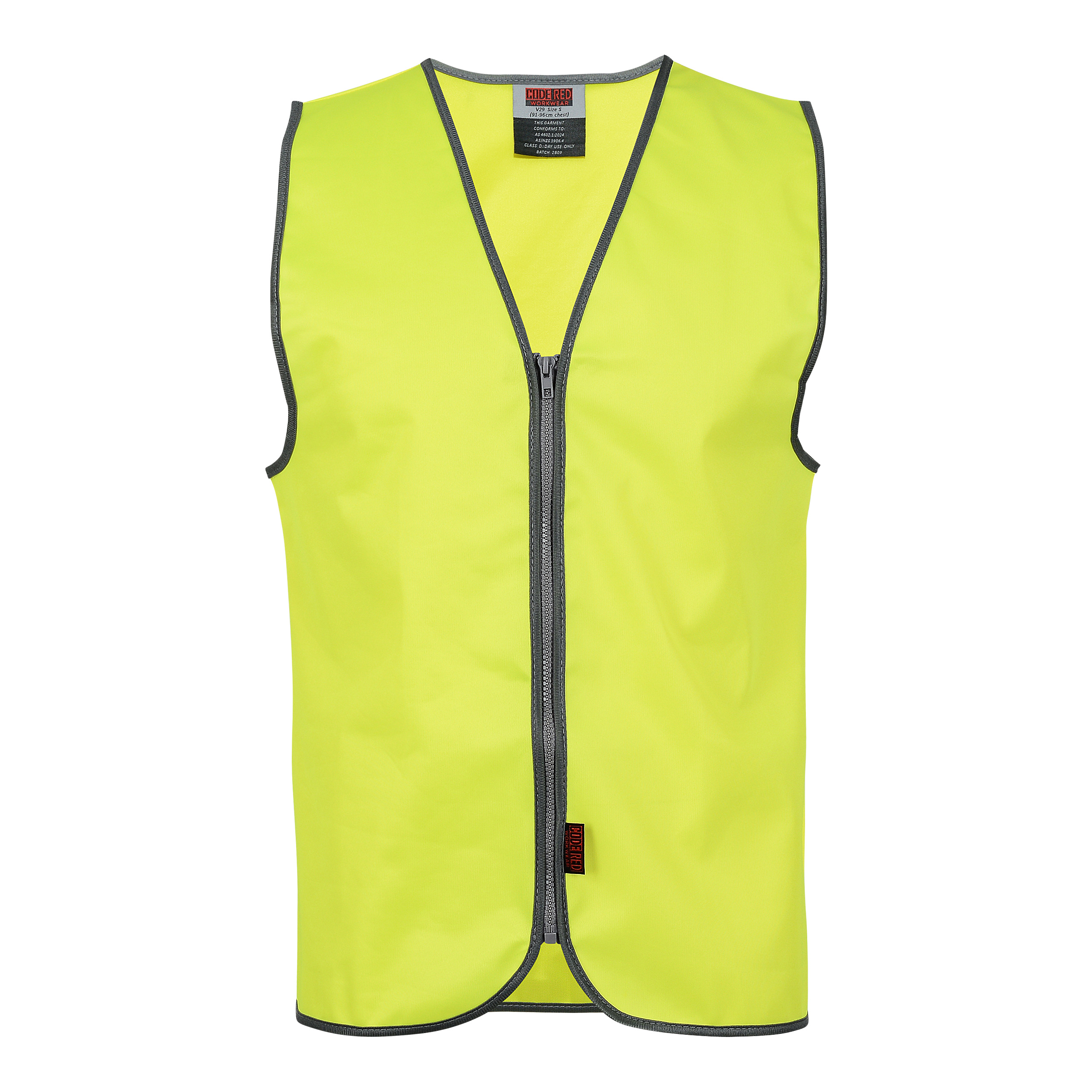 High Vis Yellow front High Vis Zip Vest | CR-V29