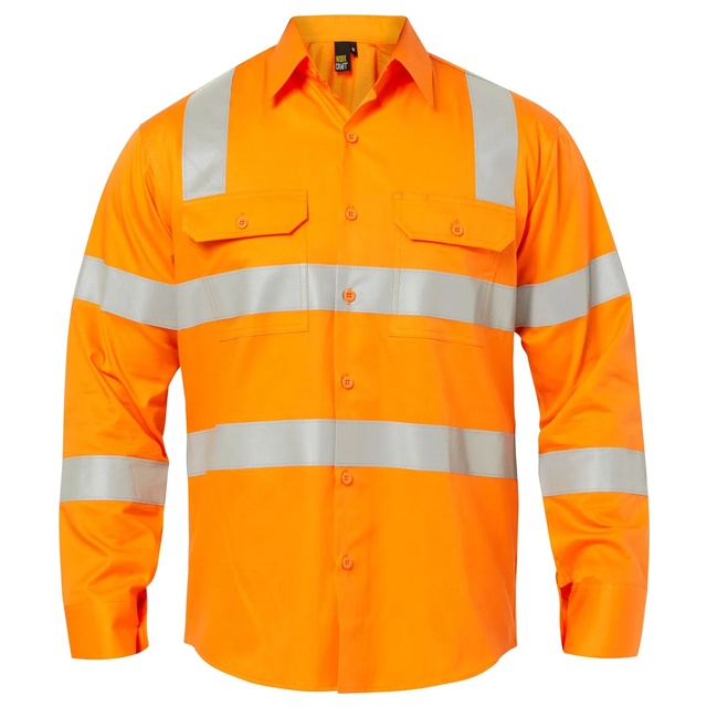 Vic Rail Hi Vis Vented Drill Shirt with Reflective Tape