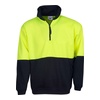 High Vis Yellow / Navy front Hi Vis Half-Zip Fleecy Jumper | BW-F85