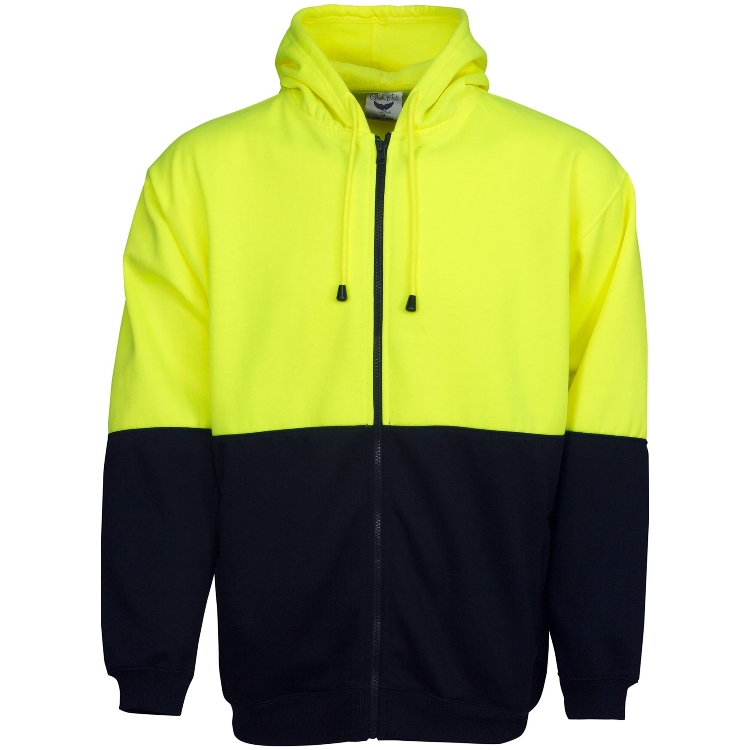 High Vis Yellow / Navy front Hi Vis Zip Fleecy Hoodie | BW-F94