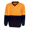 High Vis Orange / Navy front Hi Vis Fleecy V-Neck Sweat | BW-F82