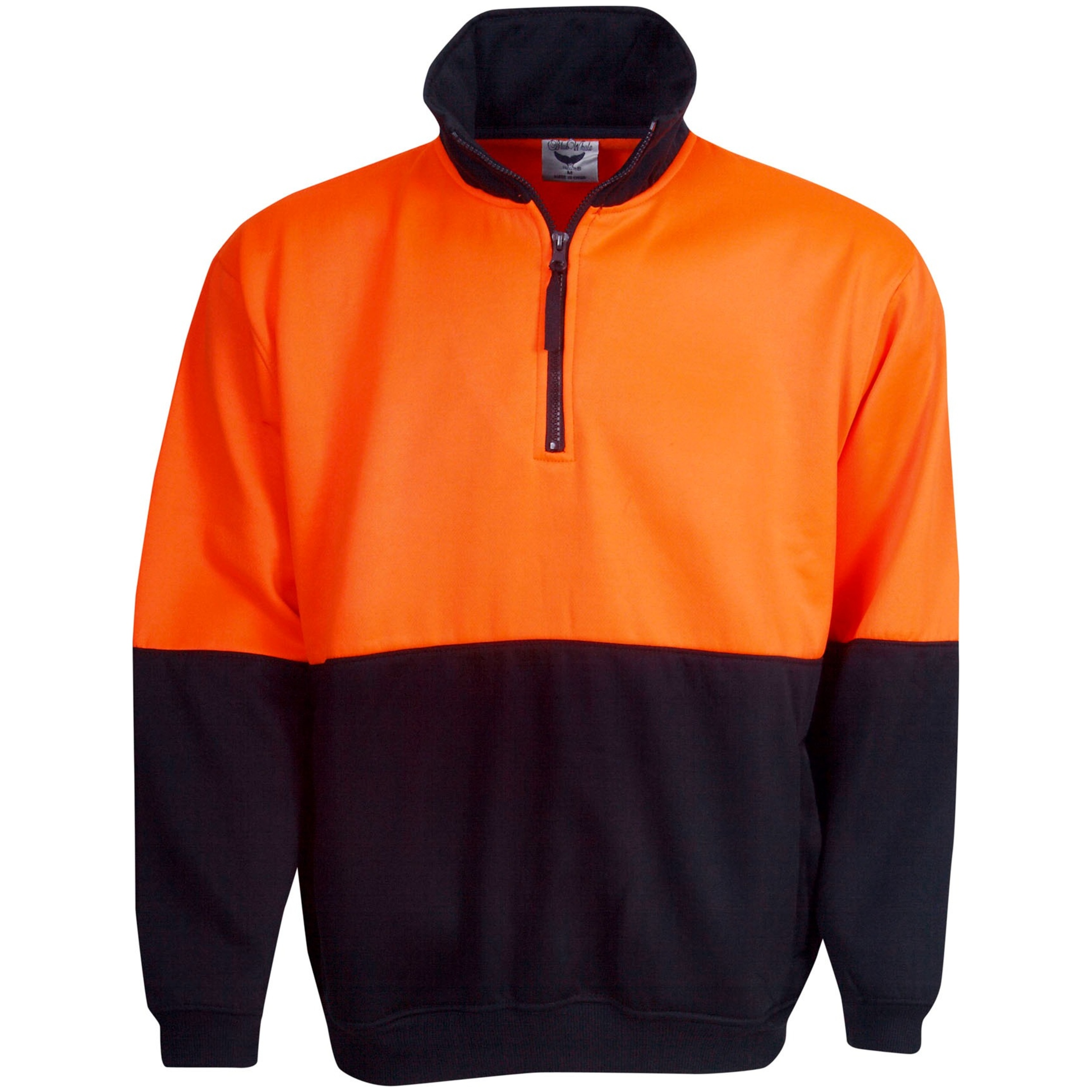 High Vis Orange / Navy front Hi Vis Half-Zip Fleecy Jumper | BW-F85