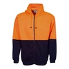High Vis Orange / Navy front Hi Vis Zip Fleecy Hoodie | BW-F94