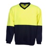 High Vis Yellow / Navy front Hi Vis Fleecy V-Neck Sweat | BW-F82