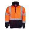 High Vis Orange / Navy front Hi Vis Day/Night Half-Zip Fleecy Jumper | BW-F95
