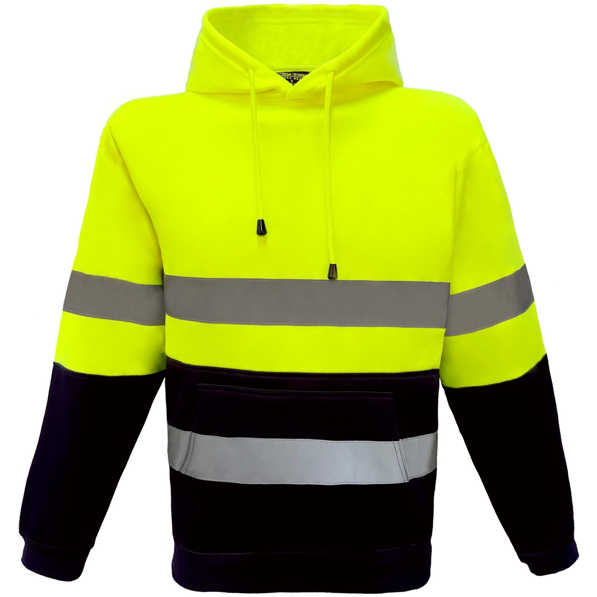High Vis Yellow / Navy front Hi Vis Day/Night Fleecy Hoodie | BW-F97