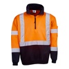 High Vis Orange / Navy front Hi Vis Day/Night Half-Zip Fleecy Jumper with X Back | BW-F96