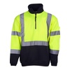 High Vis Yellow / Navy front Hi Vis Day/Night Half-Zip Fleecy Jumper | BW-F95