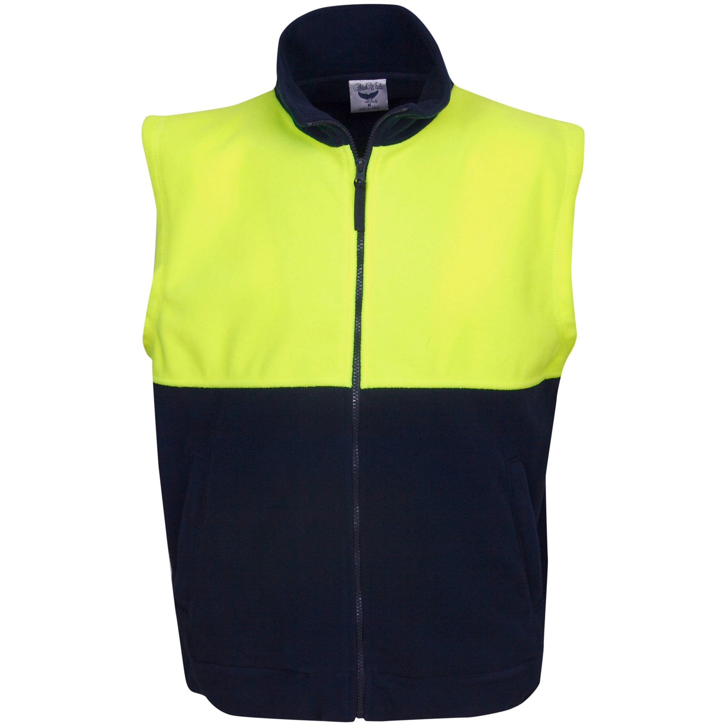 High Vis Yellow / Navy front Hi Vis Sleeveless Polar Fleece | BW-F84