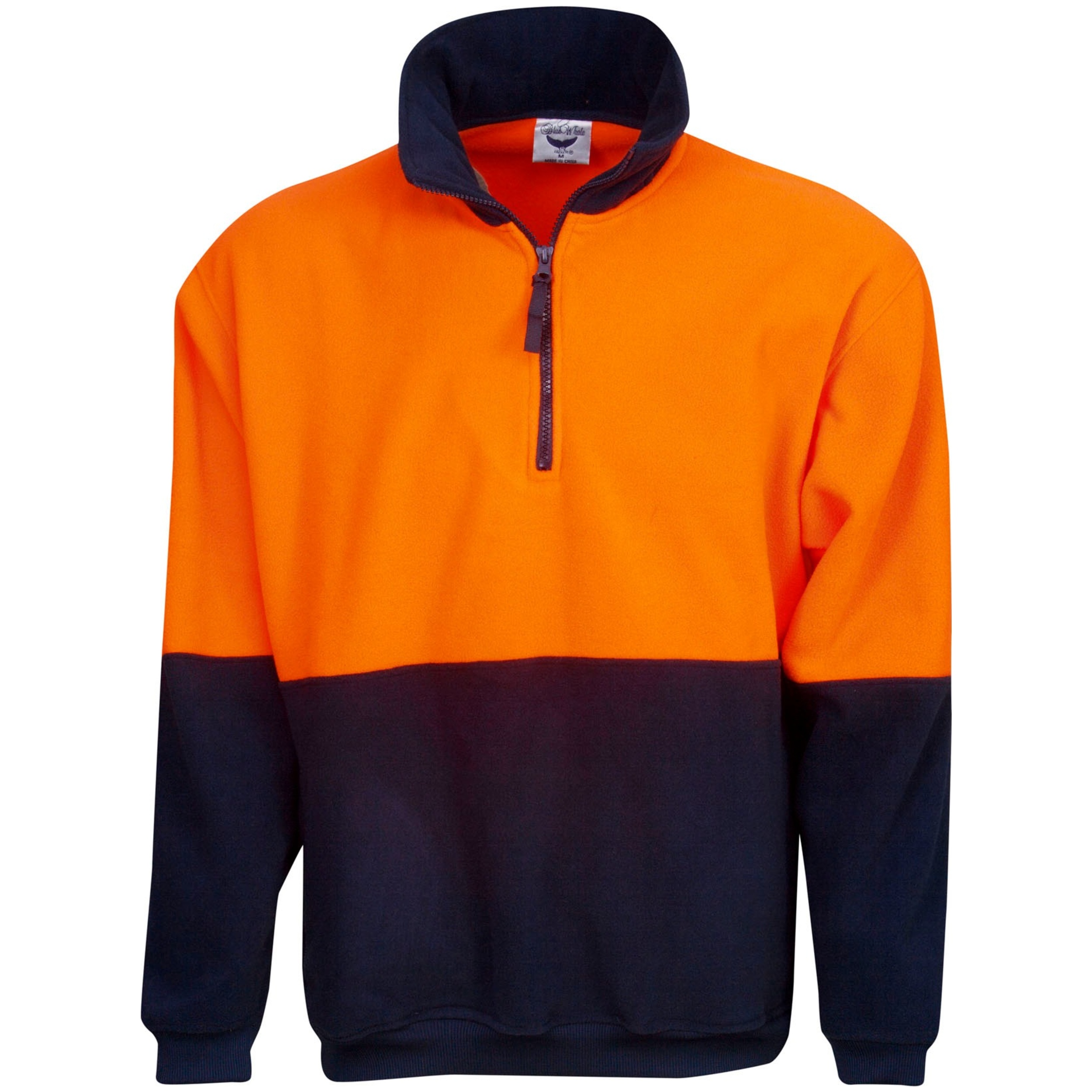 High Vis Orange / Navy front Hi Vis Half-Zip Polar Fleece | BW-F83