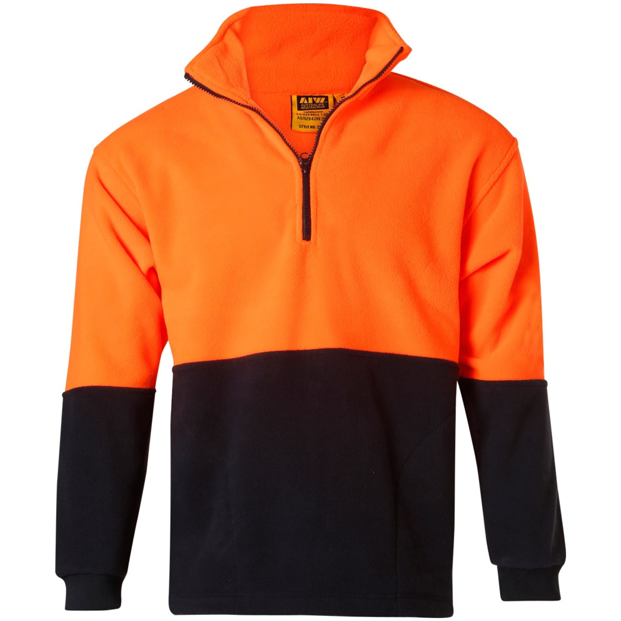 High Vis Orange / Navy front Hi-Vis 2 Tone Half Zip Pullover Polar Fleece | SH-SW07