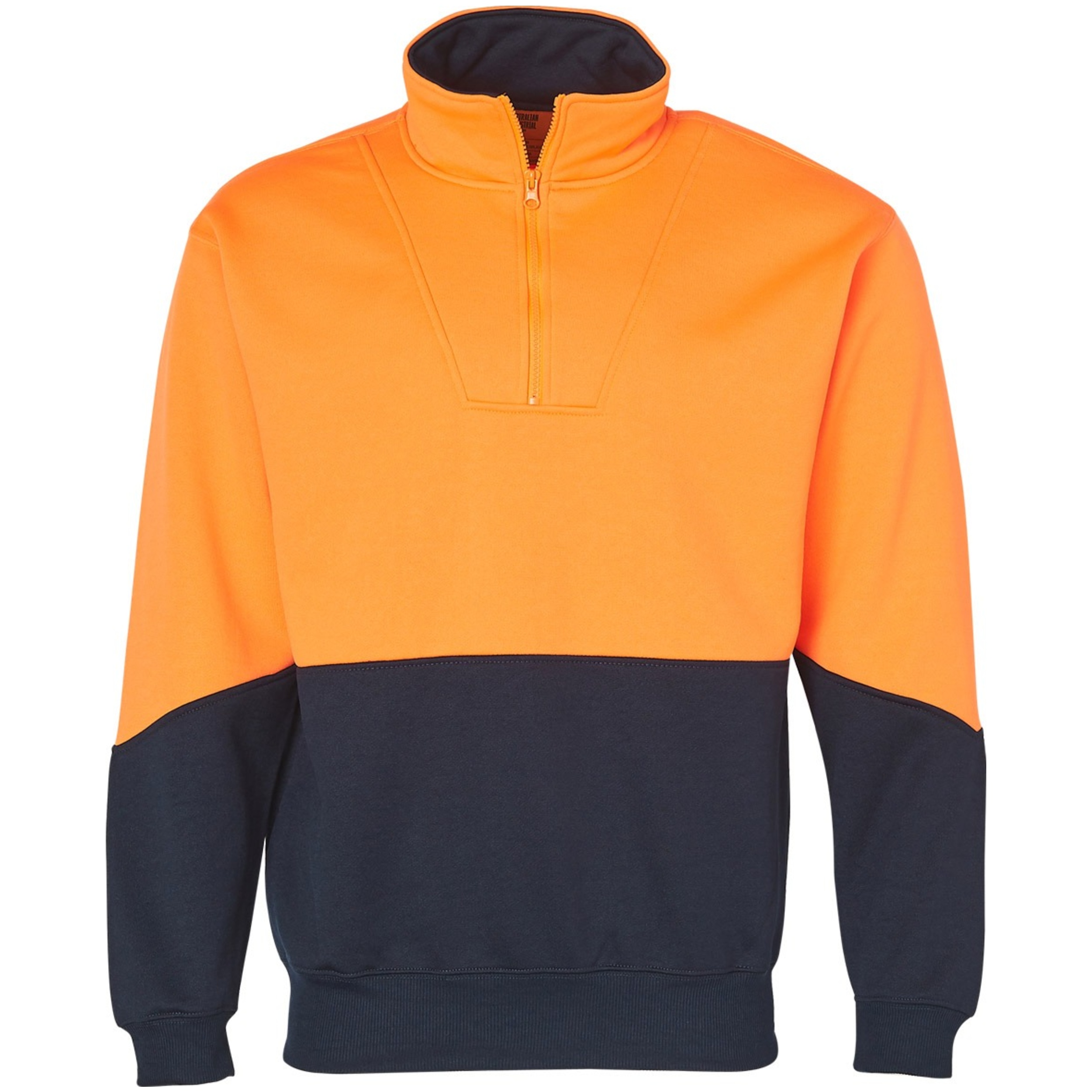 High Vis Orange / Navy front Hi-Vis Long Sleeve Fleece Sweat with Collar | SH-SW13A