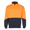 High Vis Orange / Navy front Hi-Vis Long Sleeve Fleece Sweat with Collar | SH-SW13A