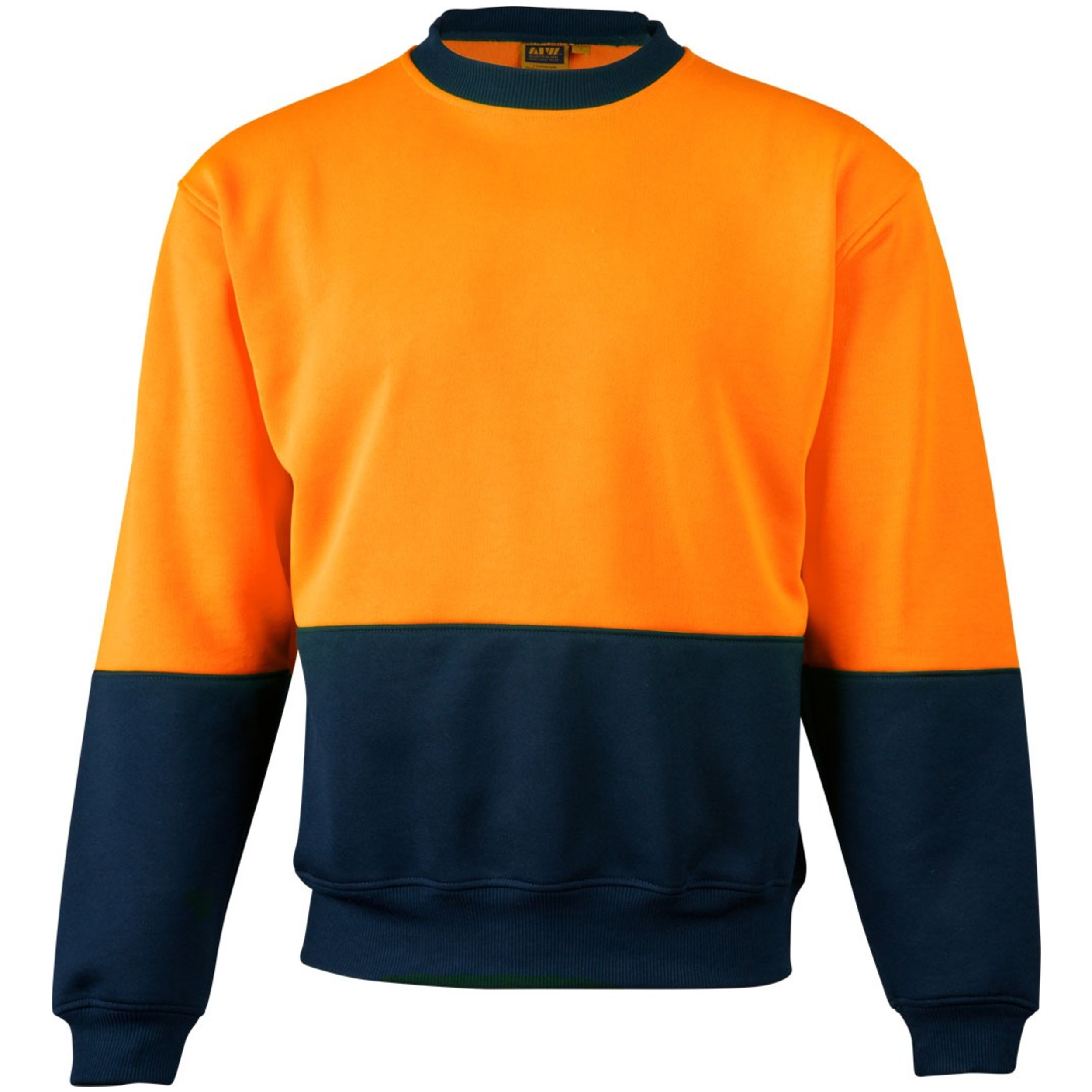 High Vis Orange / Navy front Hi-Vis 2 Tone Crew Neck | SH-SW09