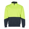 High Vis Yellow / Navy front Hi-Vis Long Sleeve Fleece Sweat with Collar | SH-SW13A