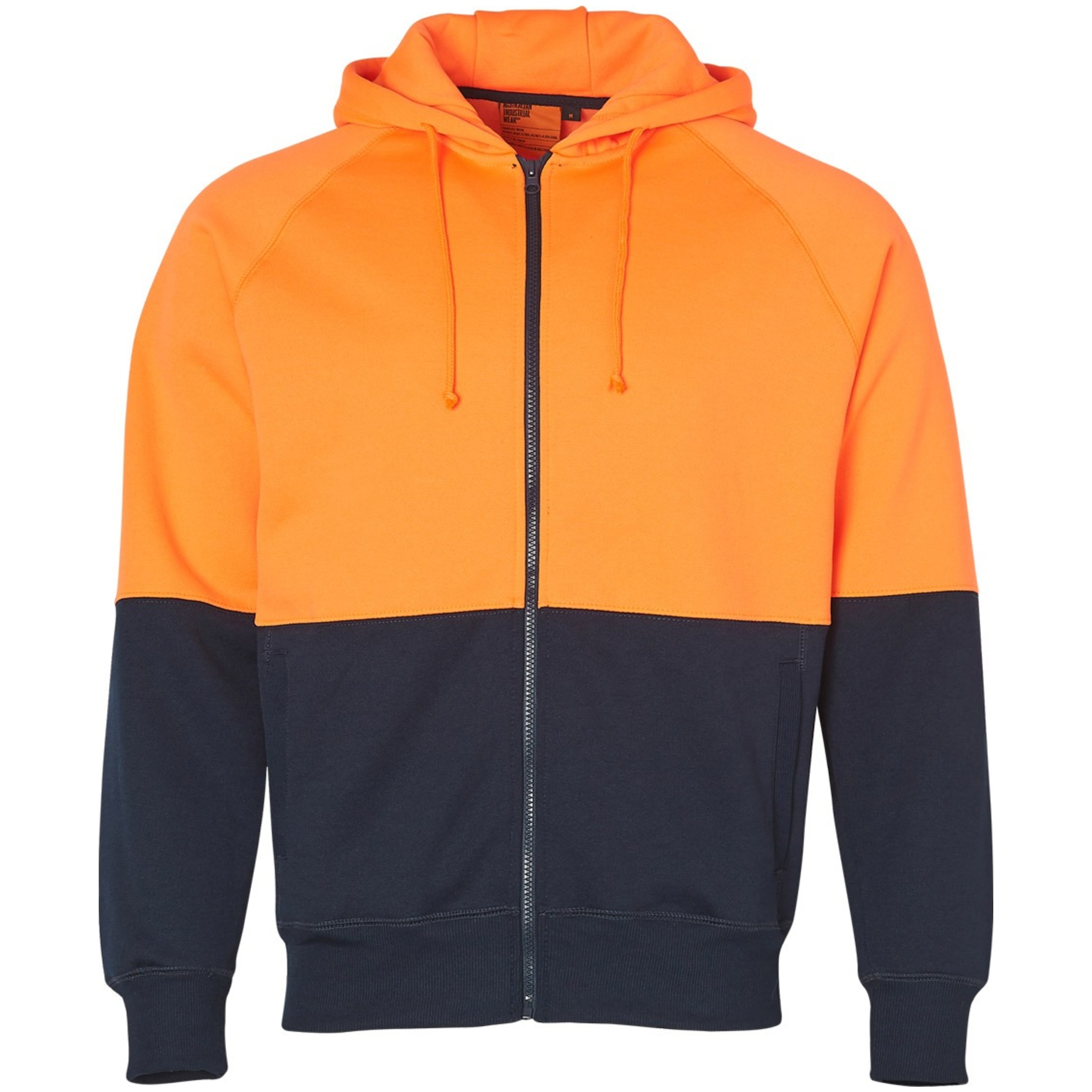High Vis Orange / Navy front Hi-Vis 2 Tone Fleece Zip Hoodie | SH-SW24