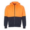 High Vis Orange / Navy front Hi-Vis 2 Tone Fleece Zip Hoodie | SH-SW24