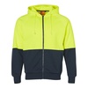 High Vis Yellow / Navy front Hi-Vis 2 Tone Fleece Zip Hoodie | SH-SW24
