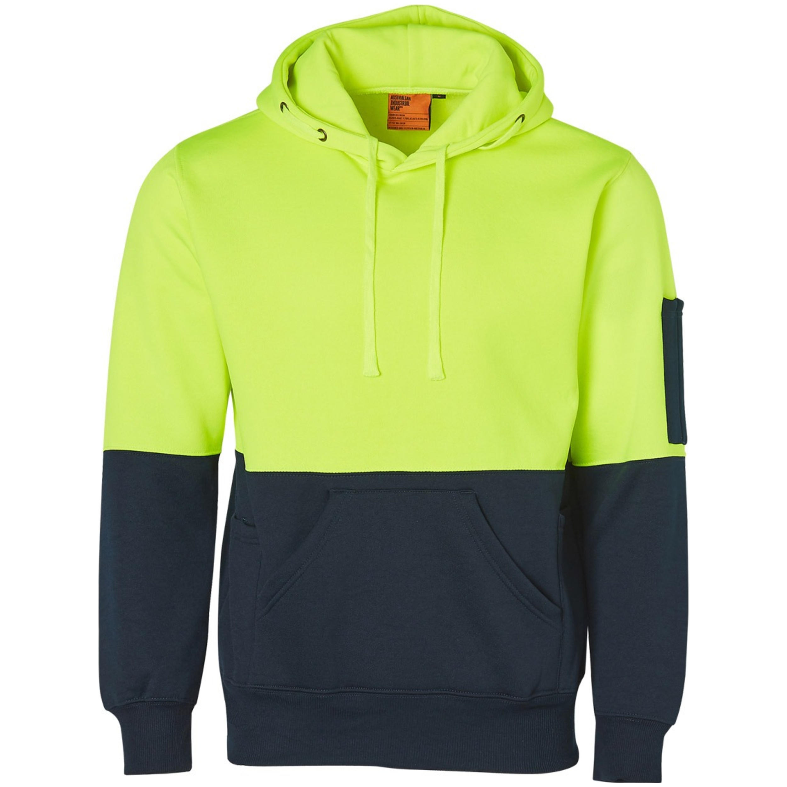 High Vis Yellow / Navy front Hi-Vis Two Tone Kangaroo Pocket Hoodie | SH-SW38